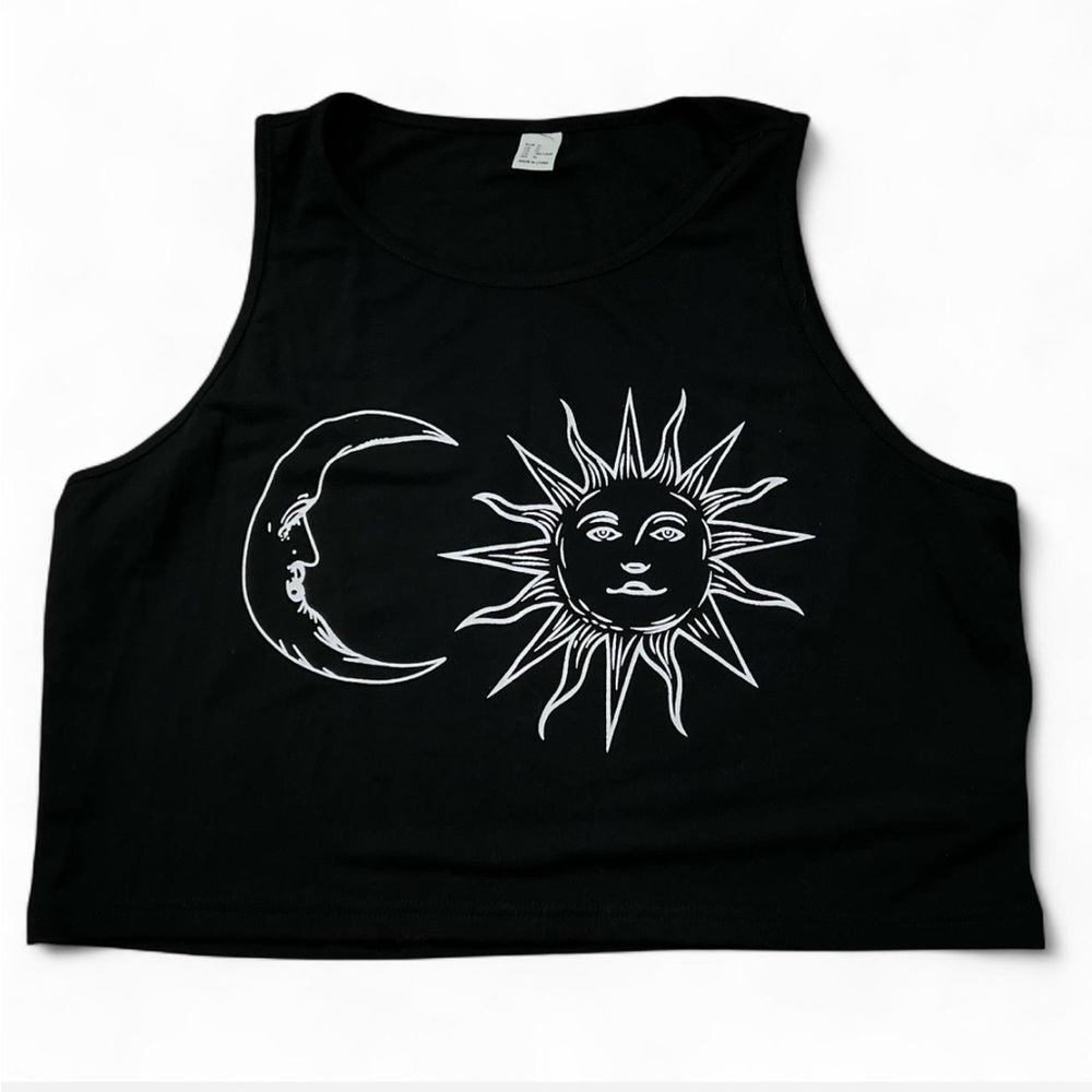 Black Sun and Moon Graphic Tank Top